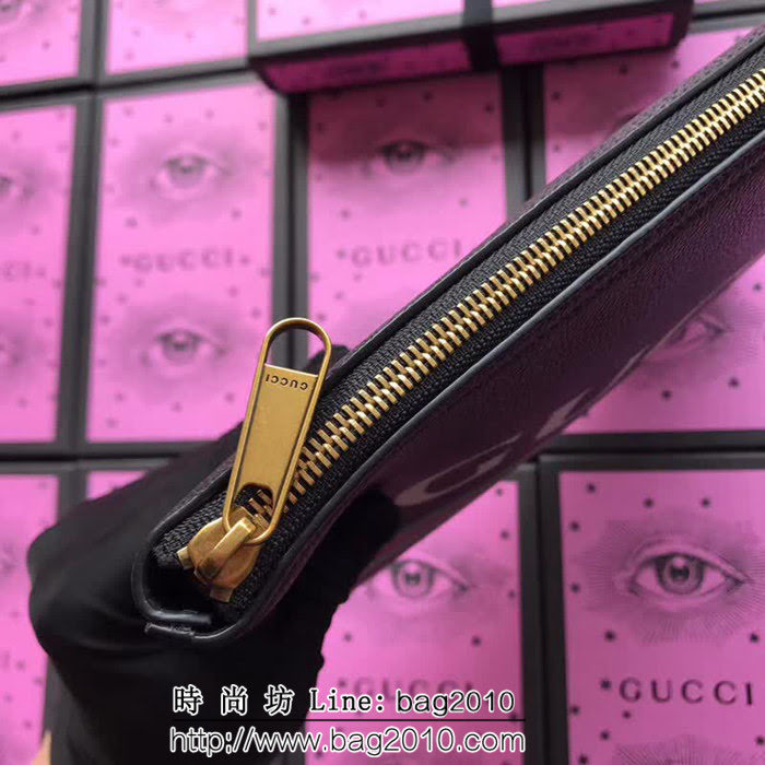 GUCCI古馳 歐洲正品原單 2018早春新款 絲印標緻手包 500981 黑色全皮 WTG1581